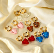 Load image into Gallery viewer, Glass Heart Earrings
