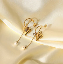 Load image into Gallery viewer, Diamond Hoop Heart Earrings
